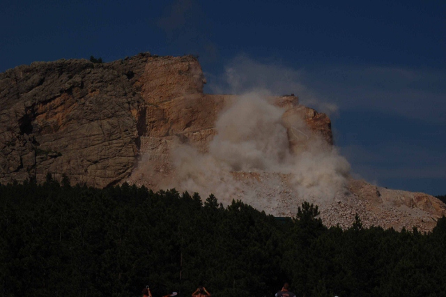 the blasting of rock at Crazy Horse